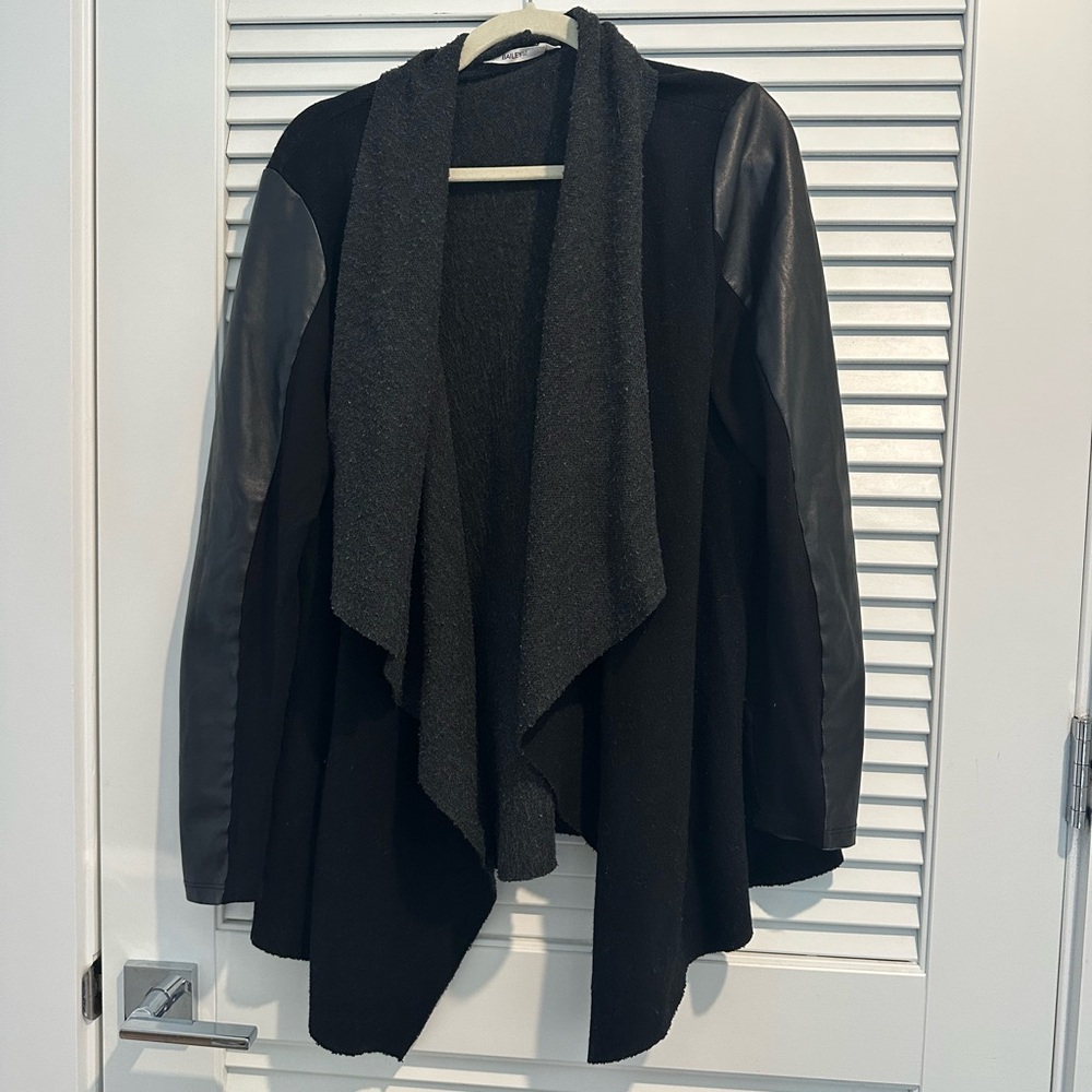 Bailey 44 Dark Gray and Black Leather and Knit Jacket